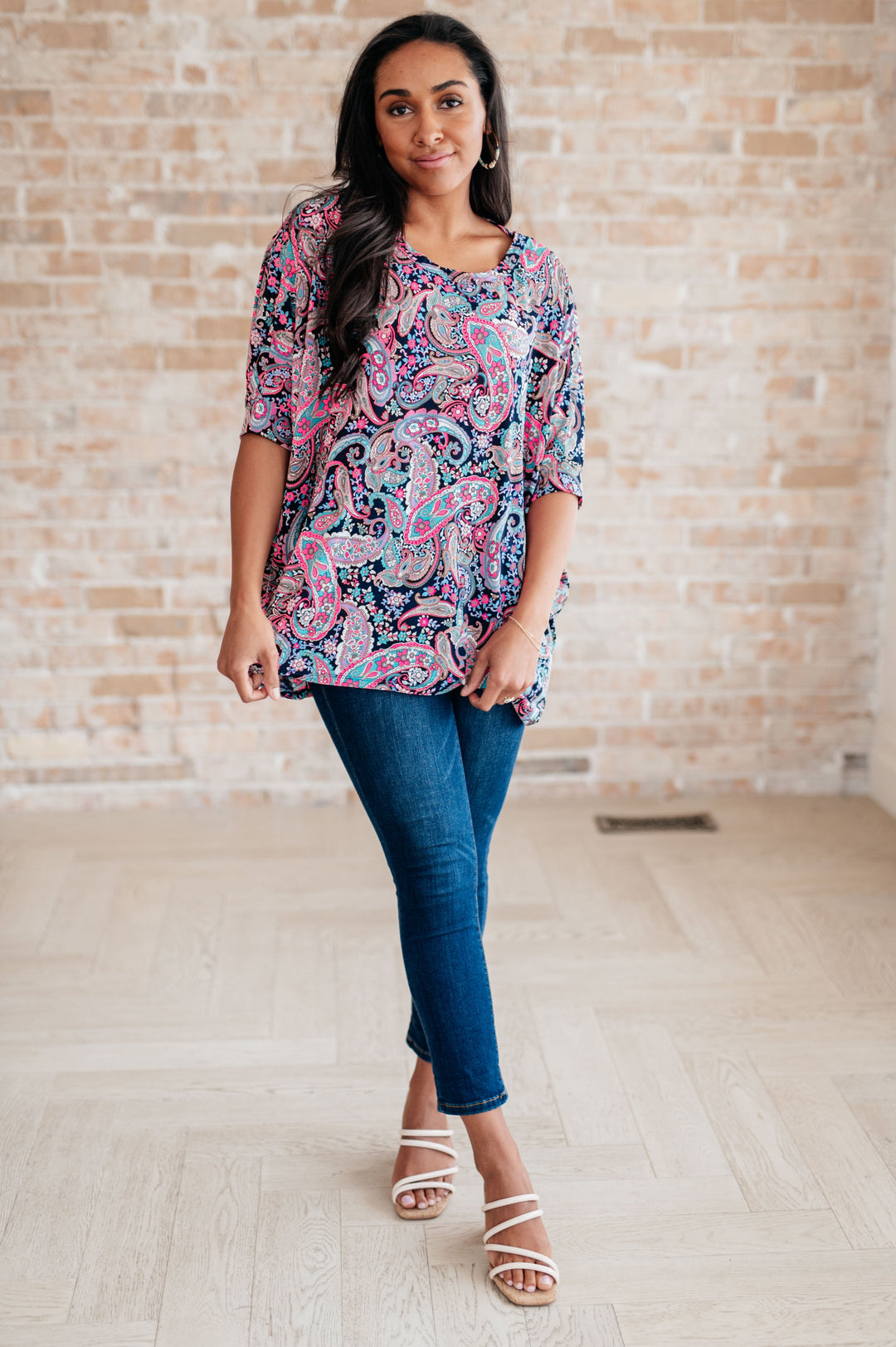 Essentially You Top in Pink Paisley-Tops-Inspired by Justeen-Women's Clothing Boutique