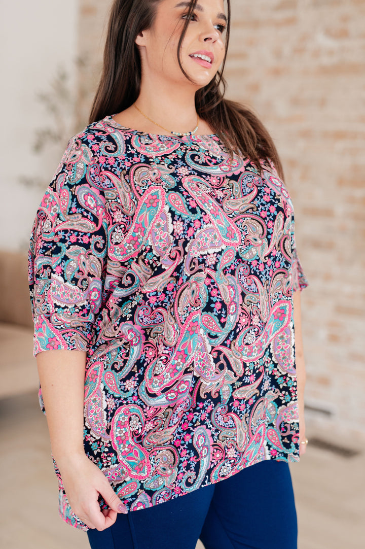 Essentially You Top in Pink Paisley-Tops-Inspired by Justeen-Women's Clothing Boutique