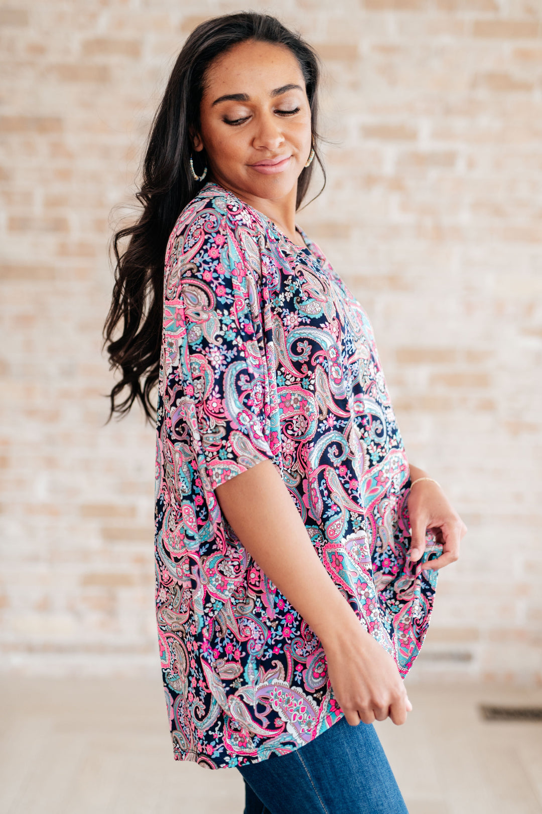 Essentially You Top in Pink Paisley-Tops-Inspired by Justeen-Women's Clothing Boutique