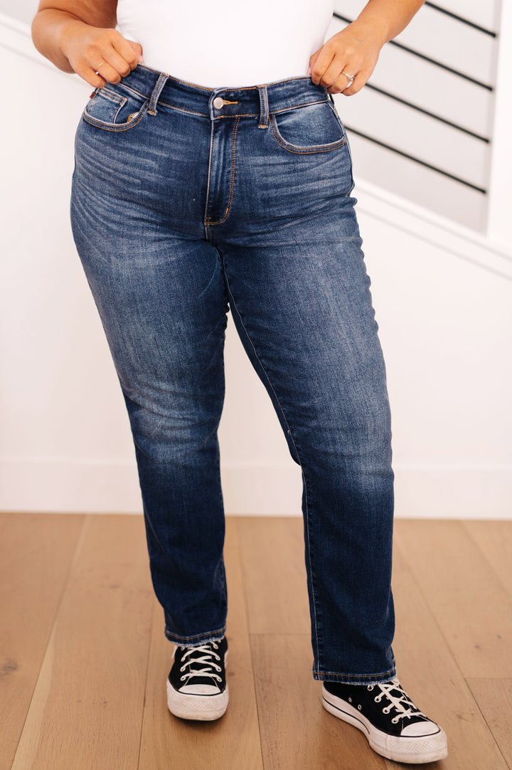 Estelle High Waist Thermal Straight Jeans-Denim-Inspired by Justeen-Women's Clothing Boutique in Chicago, Illinois