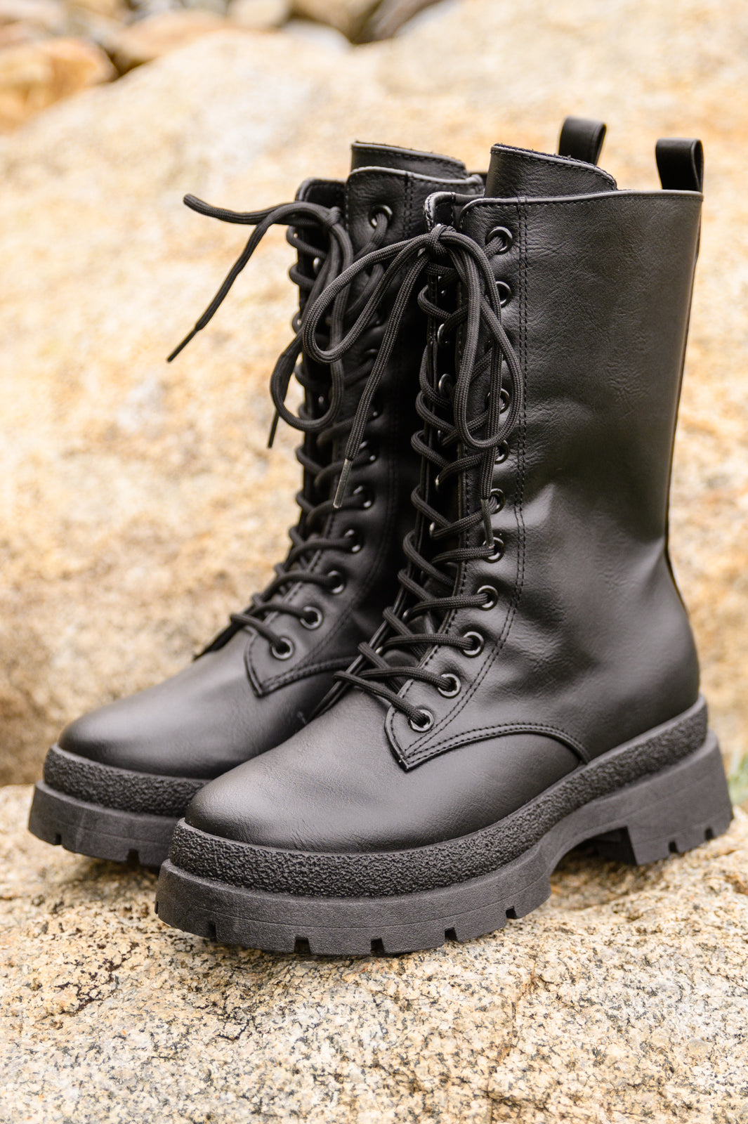 Fresh Feels Combat Boots In Black-Shoes-Inspired by Justeen-Women's Clothing Boutique in Chicago, Illinois
