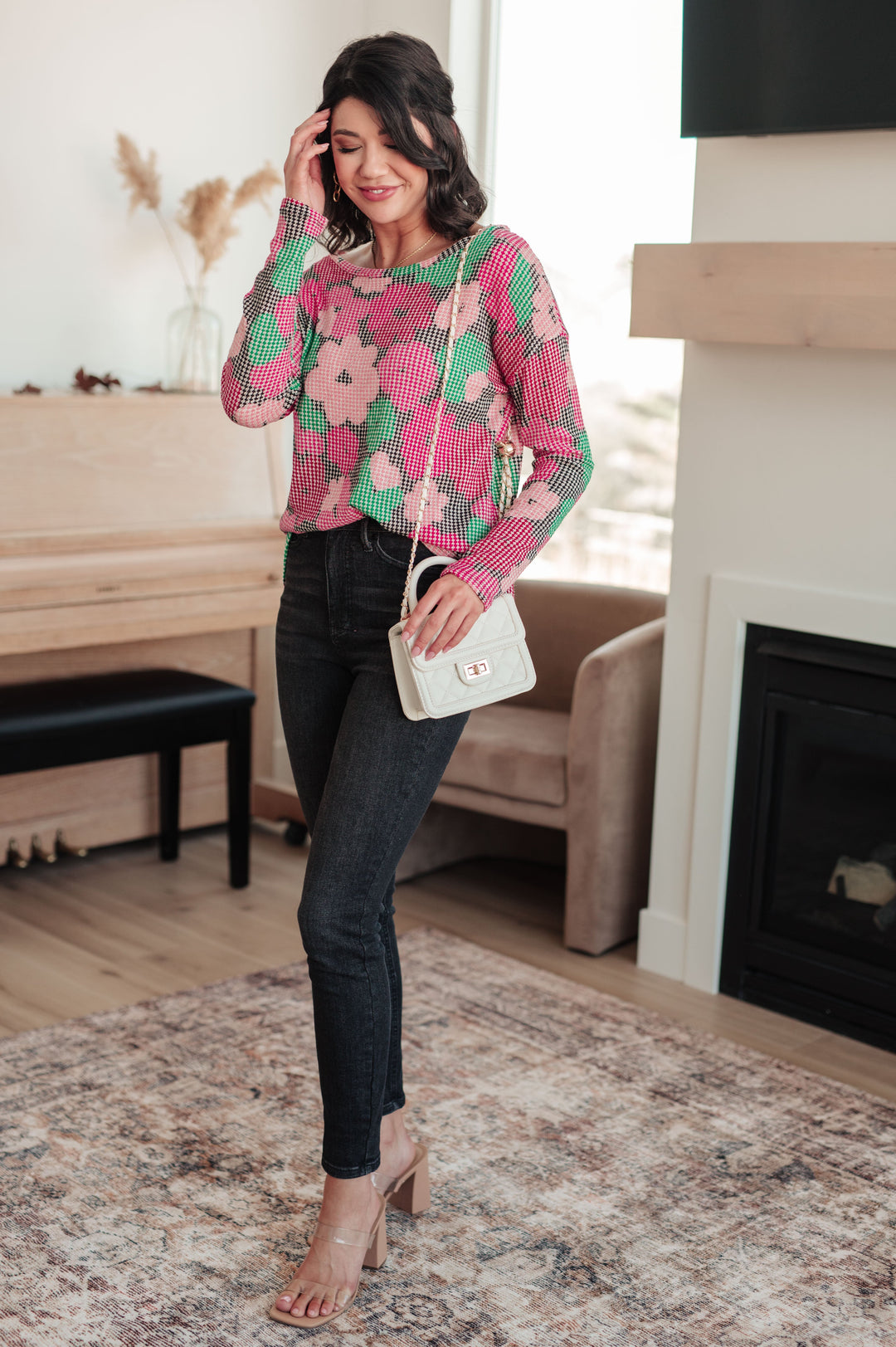 Group Chat Floral Top-Long Sleeve Tops-Inspired by Justeen-Women's Clothing Boutique