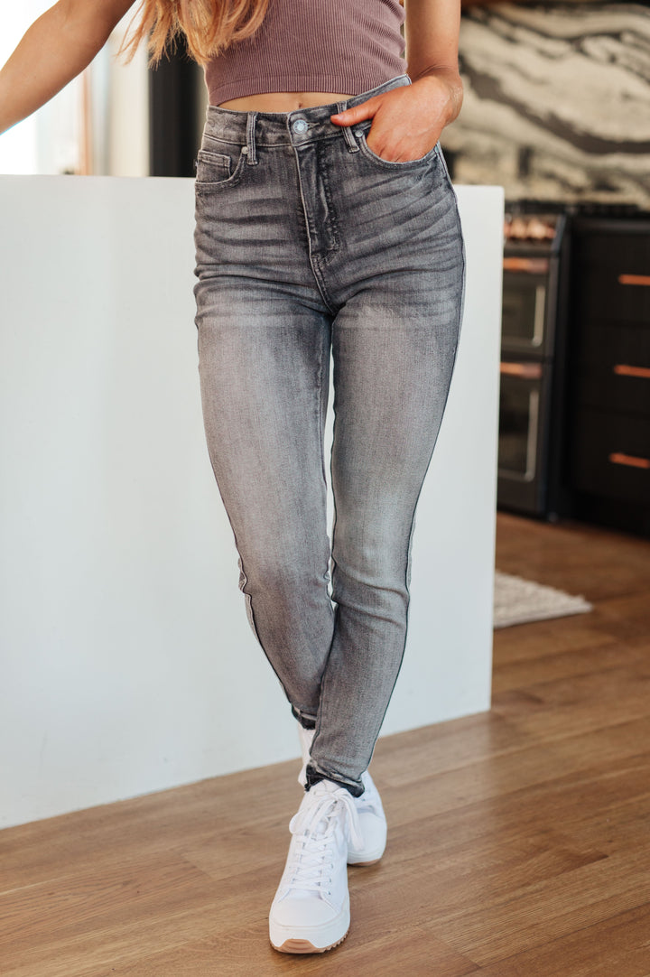 Hadley High Rise Control Top Release Hem Skinny-Denim-Inspired by Justeen-Women's Clothing Boutique in Chicago, Illinois