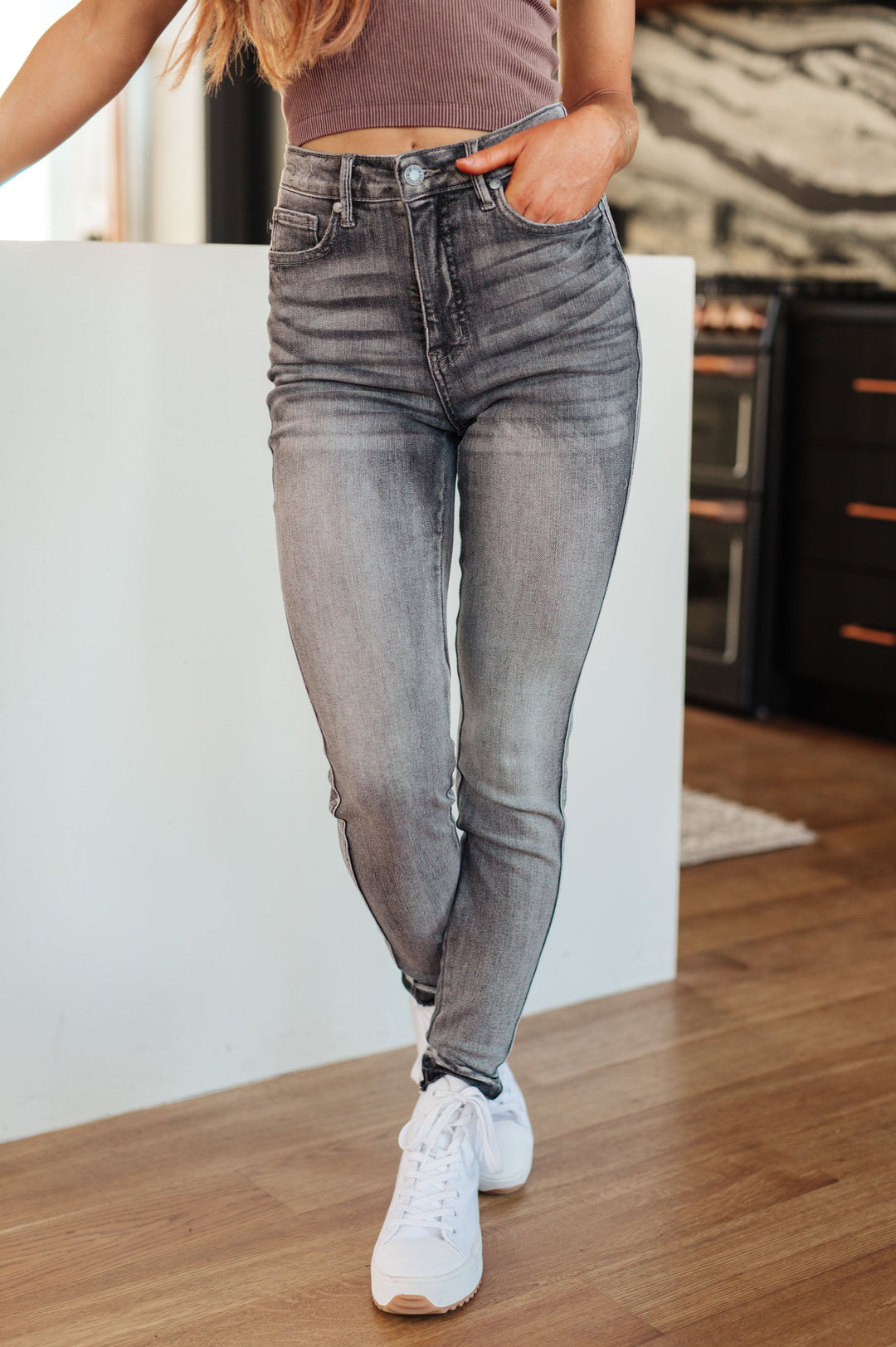 Hadley High Rise Control Top Release Hem Skinny-Denim-Inspired by Justeen-Women's Clothing Boutique