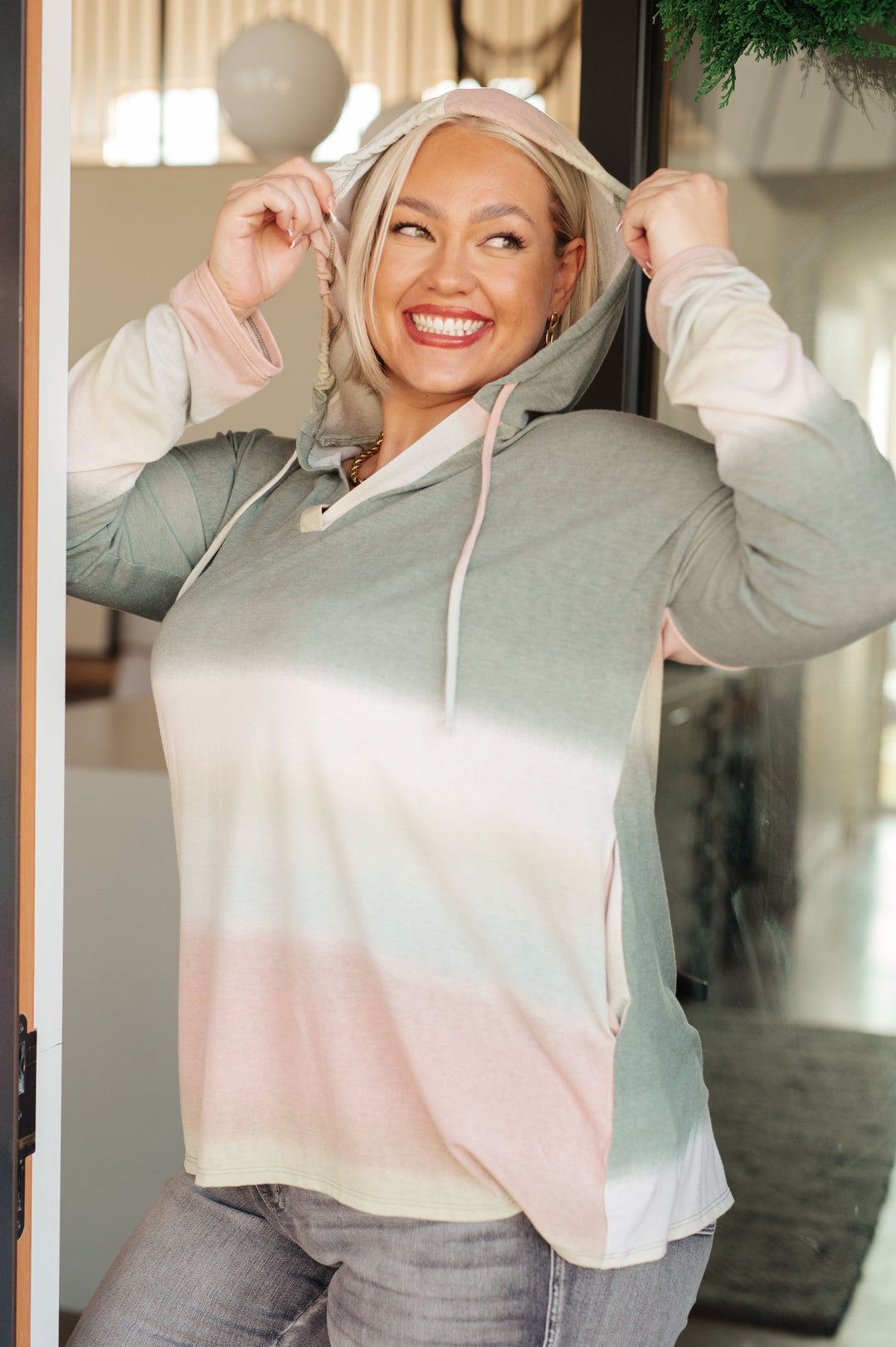 Hazy Horizon Ombre Hoodie-Sweaters/Sweatshirts-Inspired by Justeen-Women's Clothing Boutique in Chicago, Illinois