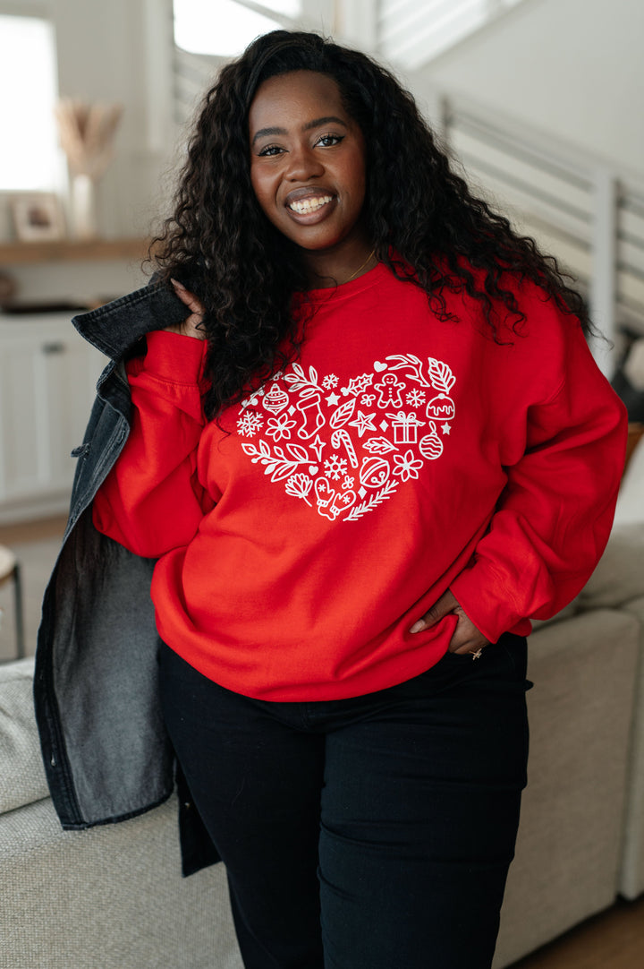 Holiday Heart Sweatshirt-Sweaters/Sweatshirts-Inspired by Justeen-Women's Clothing Boutique