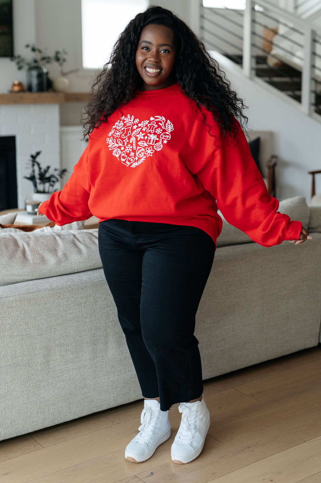 Holiday Heart Sweatshirt-Sweaters/Sweatshirts-Inspired by Justeen-Women's Clothing Boutique