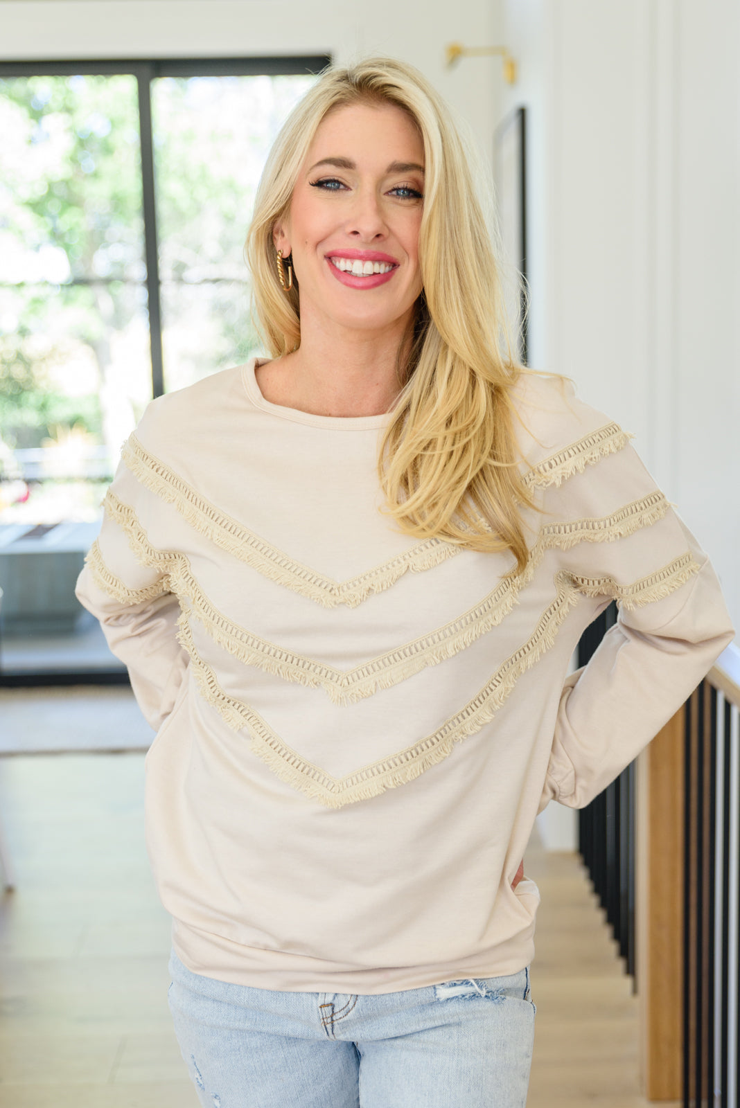 Into The Fringe Top in Beige-Tops-Inspired by Justeen-Women's Clothing Boutique in Chicago, Illinois