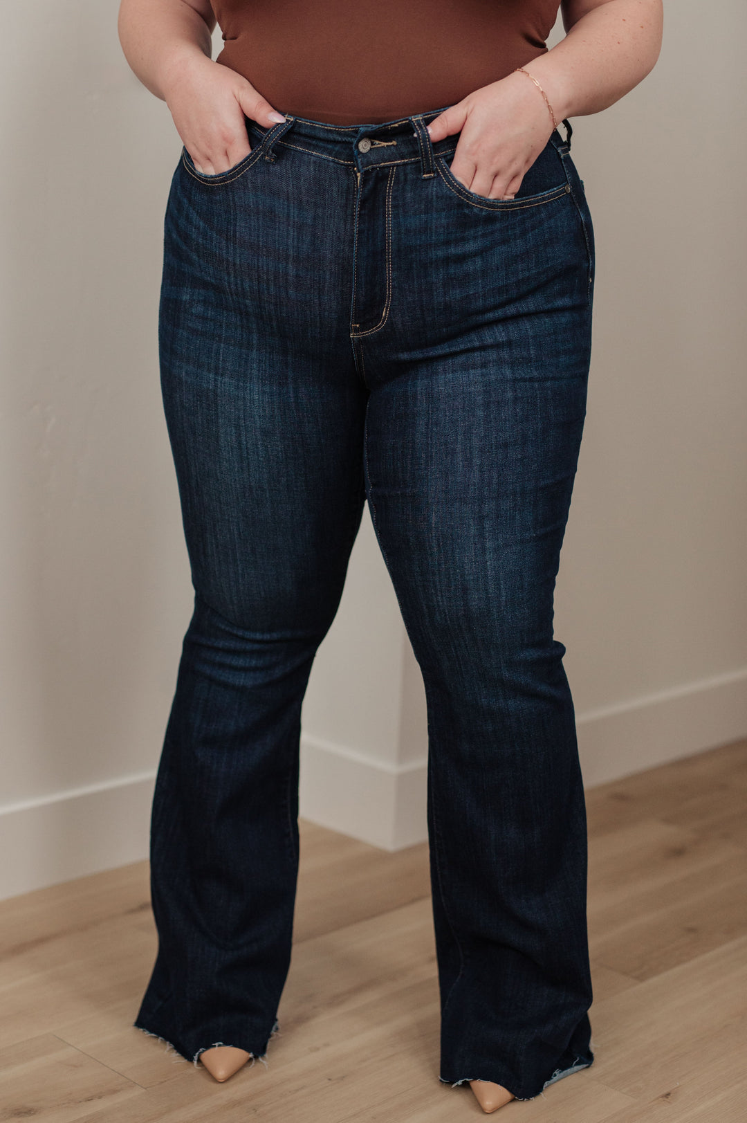 Jane High Rise Raw Hem Flare-Denim-Inspired by Justeen-Women's Clothing Boutique in Chicago, Illinois