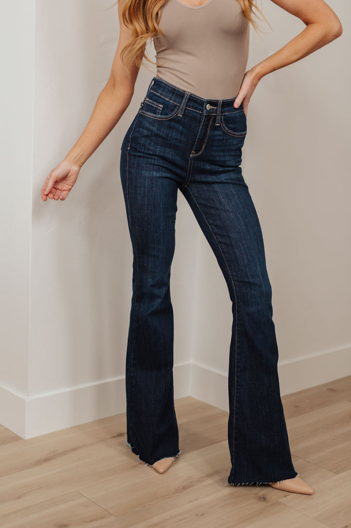 Jane High Rise Raw Hem Flare-Denim-Inspired by Justeen-Women's Clothing Boutique