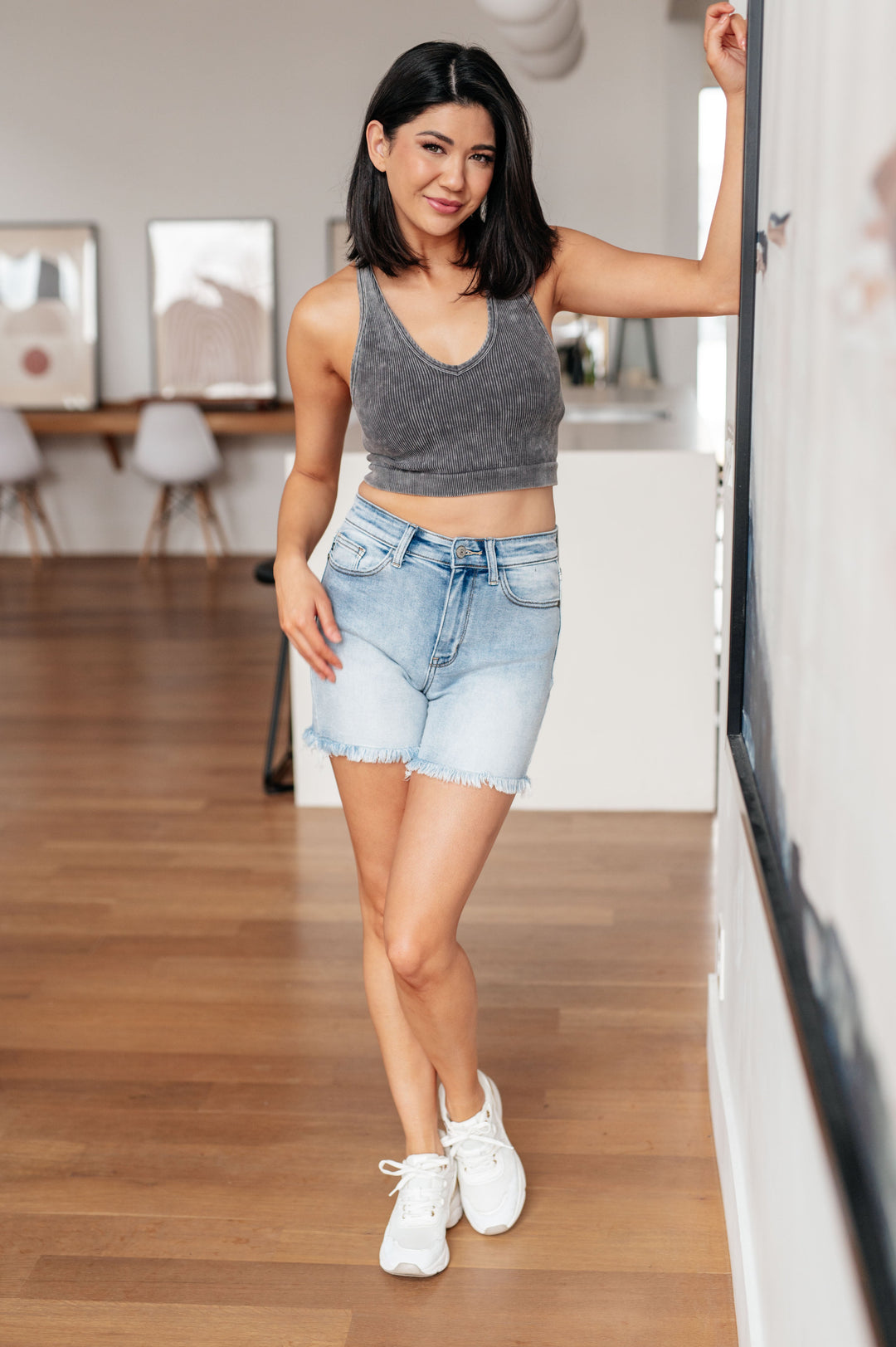 Jenny High Rise Cutoff Dad Shorts-Denim-Inspired by Justeen-Women's Clothing Boutique in Chicago, Illinois