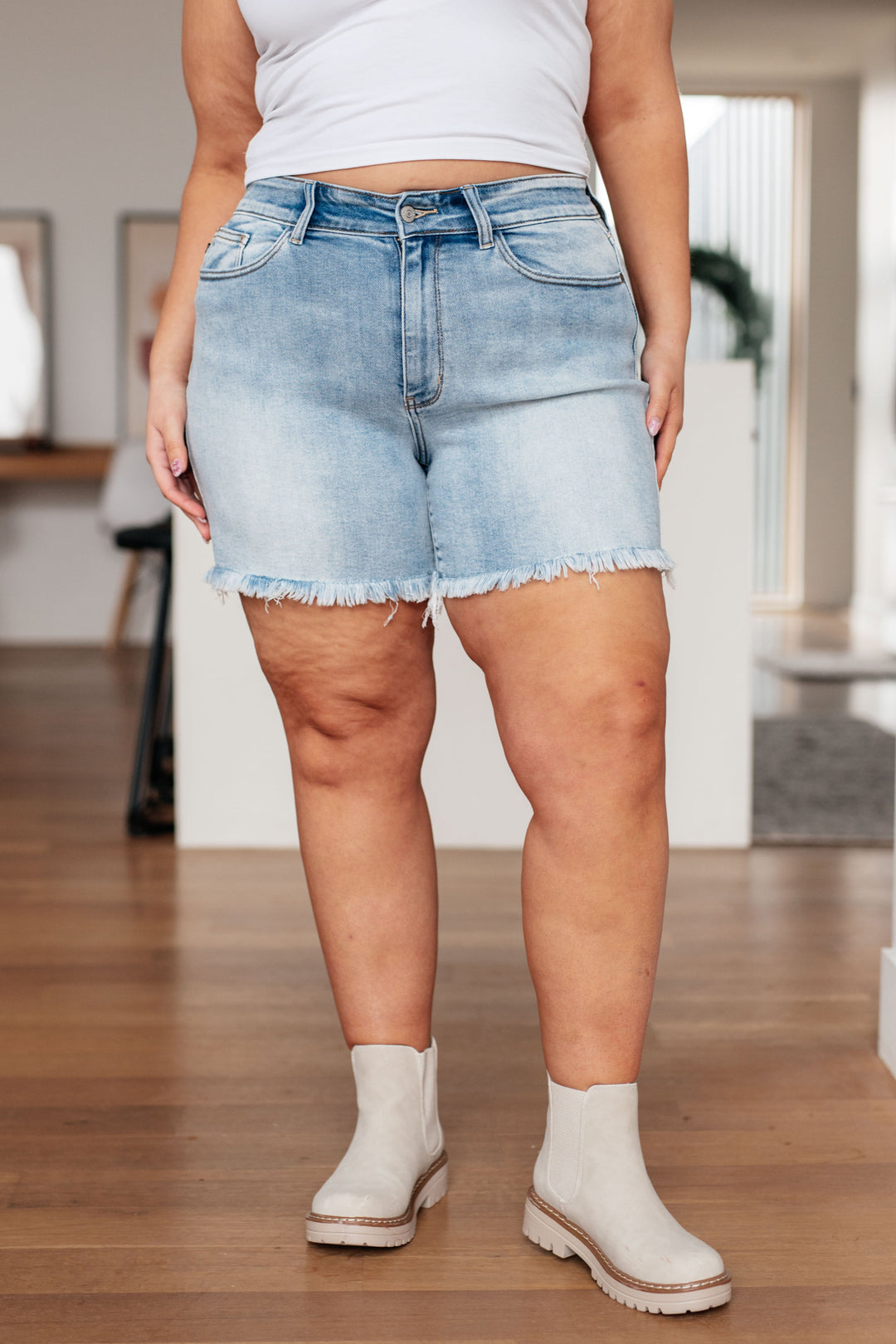 Jenny High Rise Cutoff Dad Shorts-Denim-Inspired by Justeen-Women's Clothing Boutique