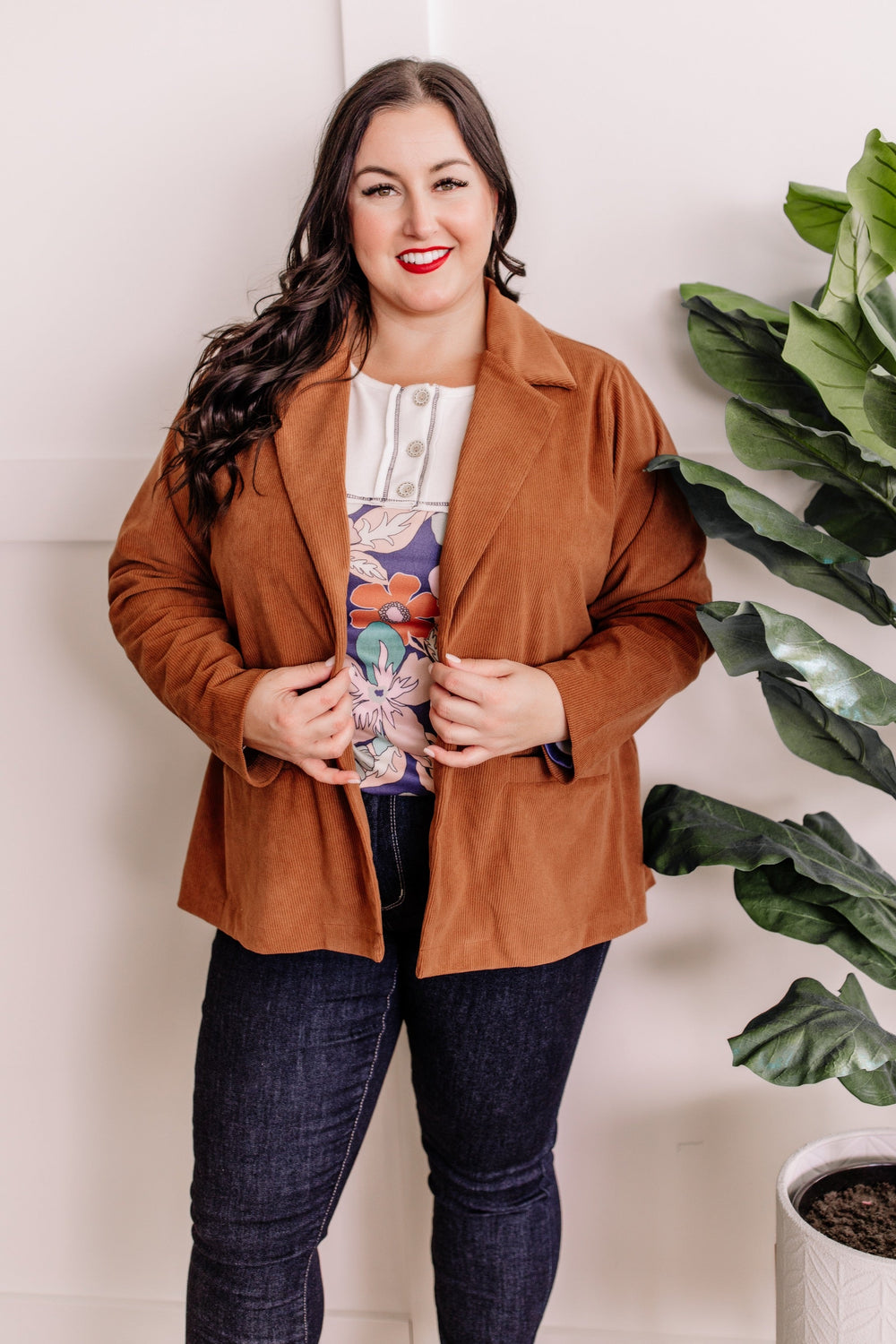 The Office Corduroy Blazer In Rich Fall Chestnut-Outerwear-Inspired by Justeen-Women's Clothing Boutique in Chicago, Illinois