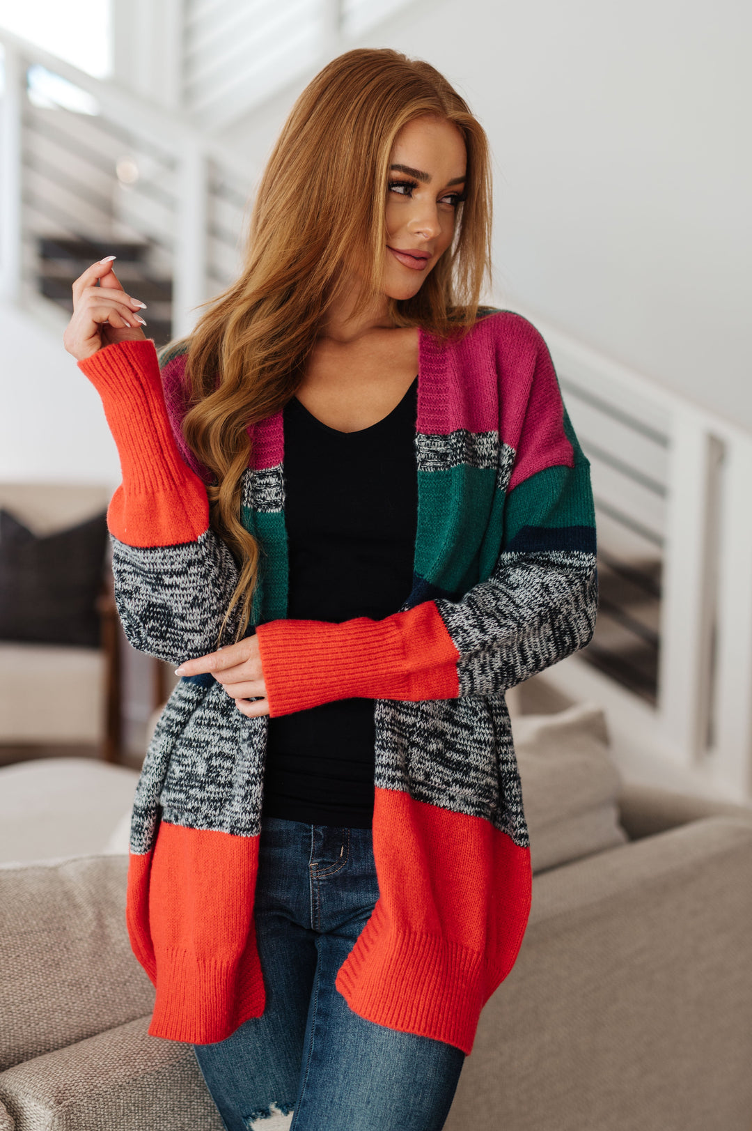 Keep it Cozy Striped Cardigan-Cardigans + Kimonos-Inspired by Justeen-Women's Clothing Boutique in Chicago, Illinois