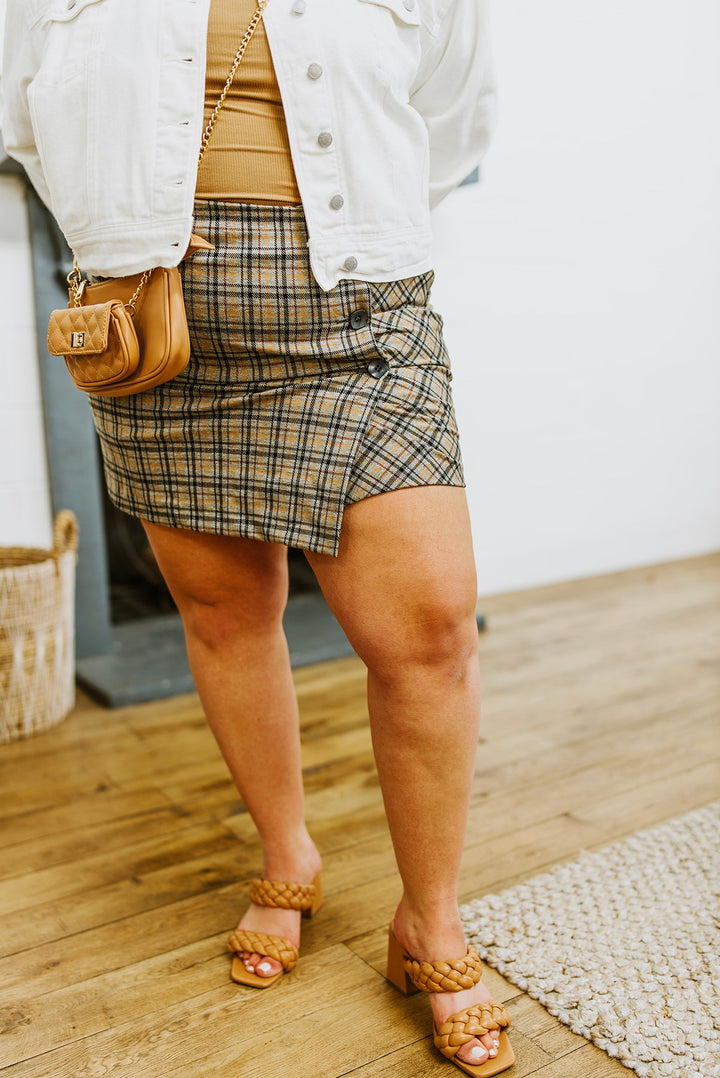 Late To Class Plaid Mini Skort-Skirts-Inspired by Justeen-Women's Clothing Boutique