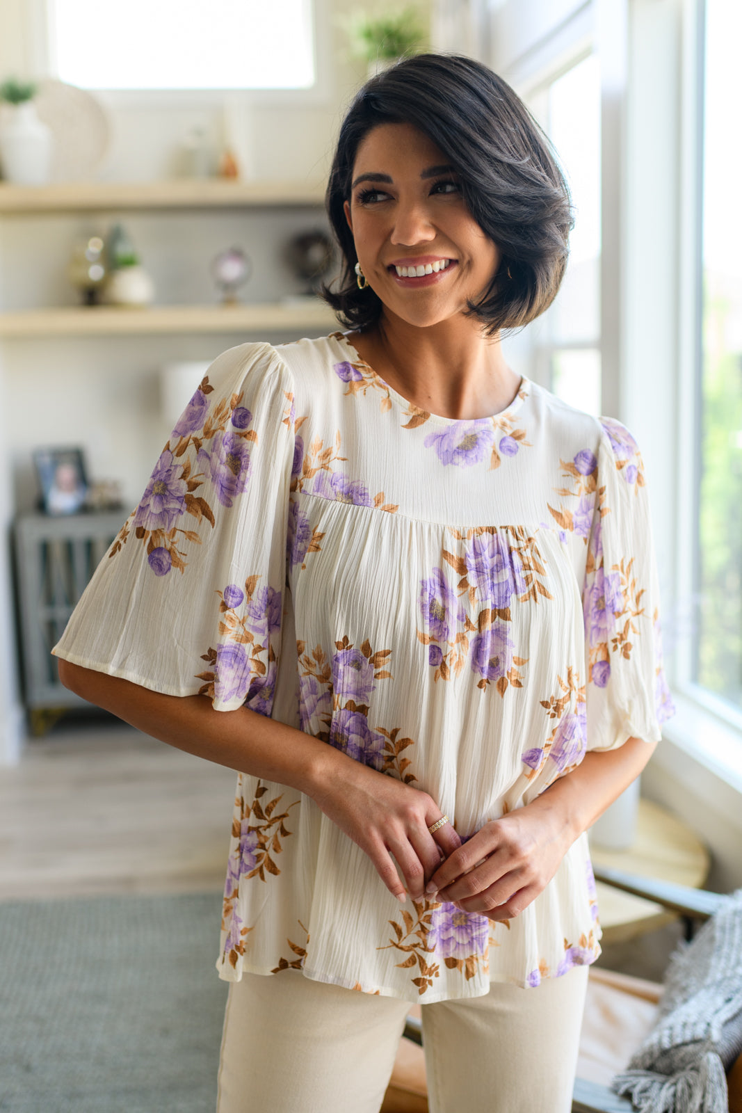 Lavender Haze Blouse-Short Sleeve Tops-Inspired by Justeen-Women's Clothing Boutique in Chicago, Illinois