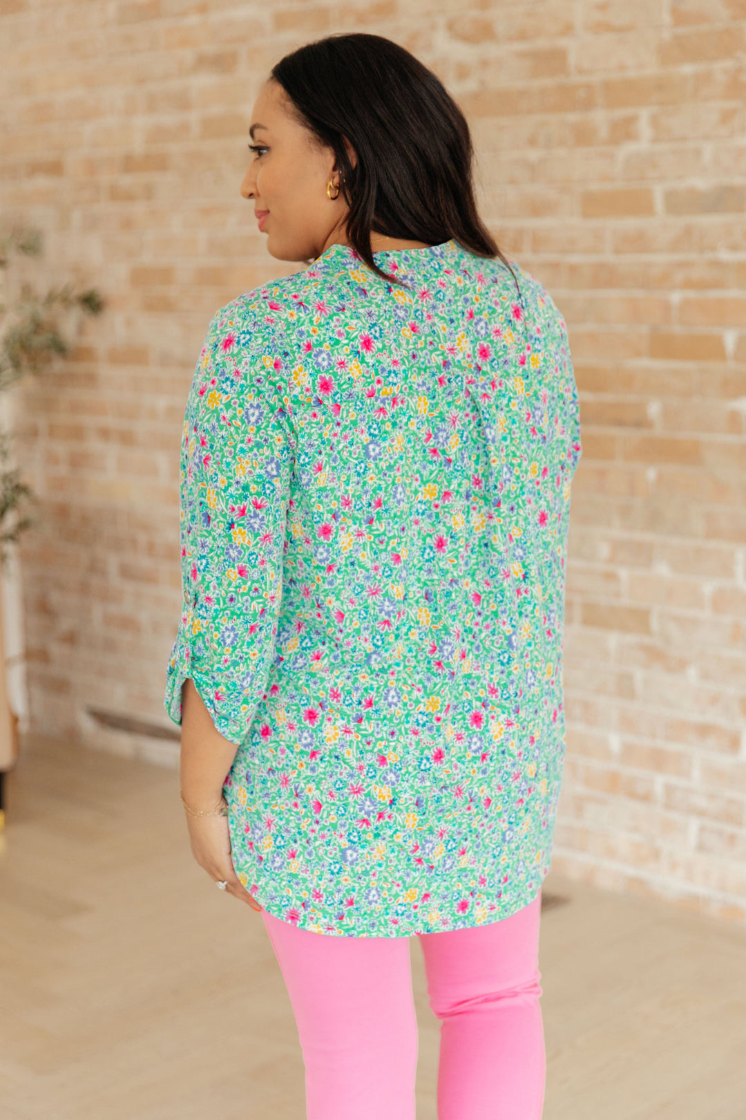 Lizzy Top in Emerald Floral-Short Sleeve Tops-Inspired by Justeen-Women's Clothing Boutique