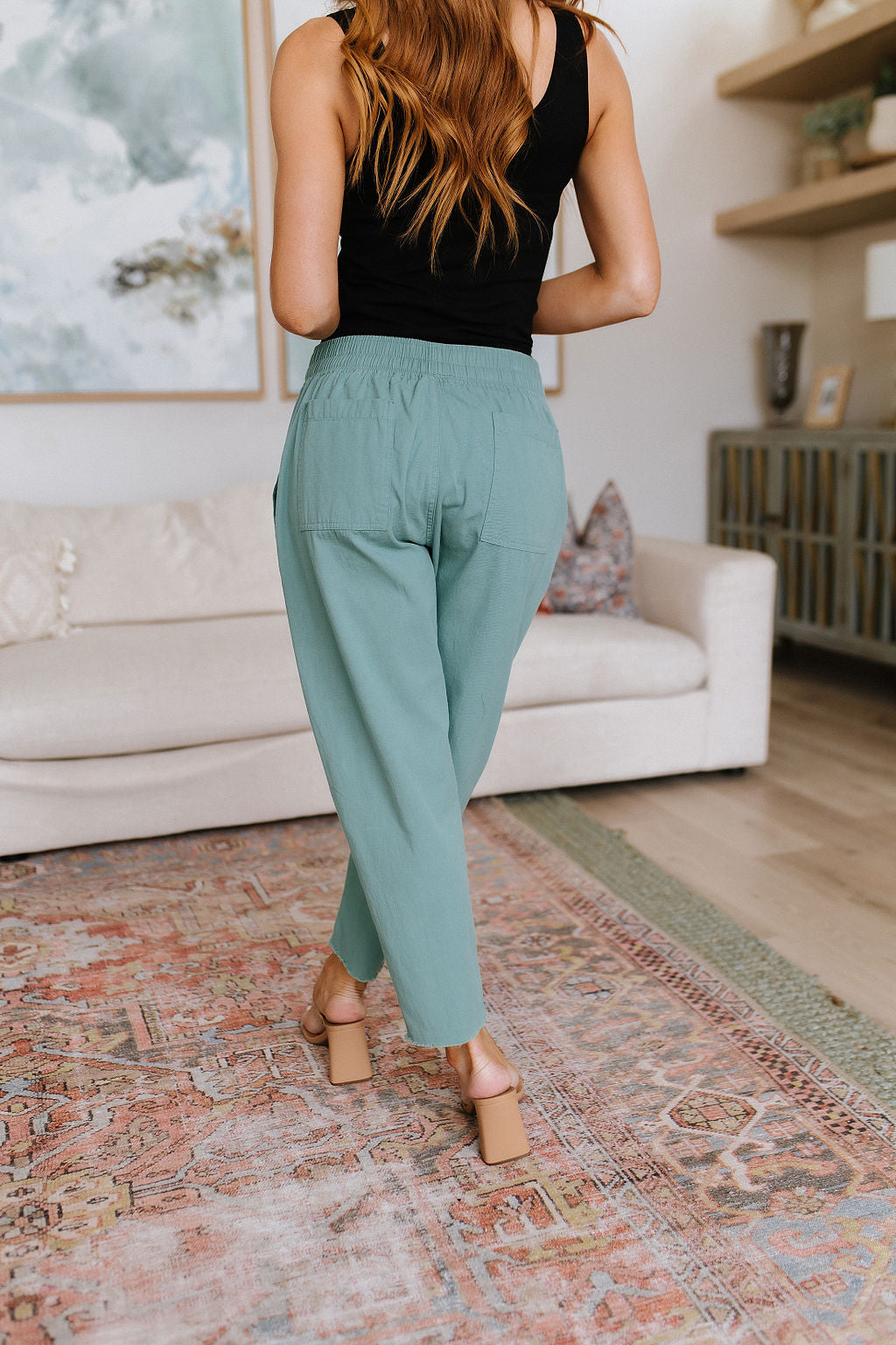 Love Me Dearly High Waisted Pants in Jade-Pants-Inspired by Justeen-Women's Clothing Boutique