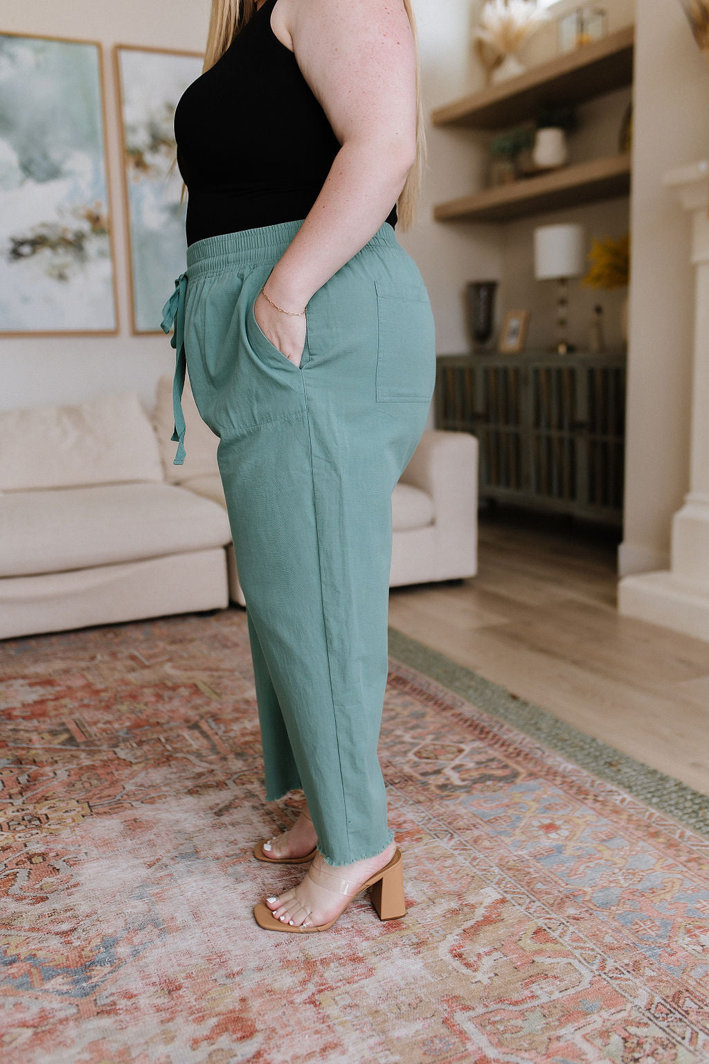 Love Me Dearly High Waisted Pants in Jade-Pants-Inspired by Justeen-Women's Clothing Boutique