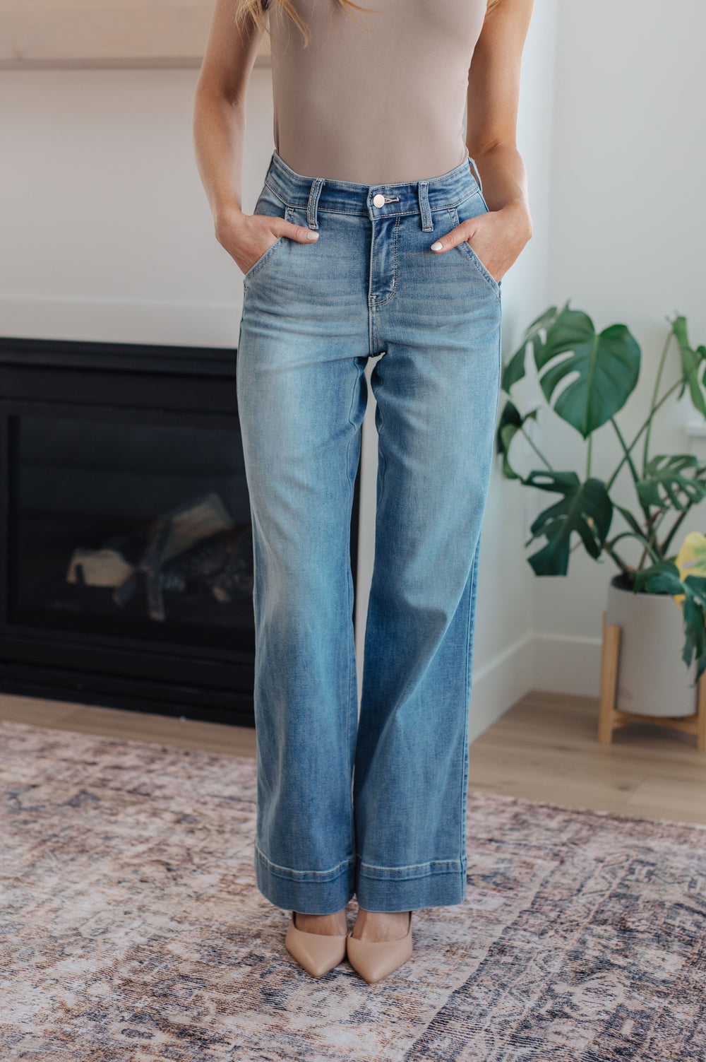 Mindy Mid Rise Wide Leg Jeans-Denim-Inspired by Justeen-Women's Clothing Boutique