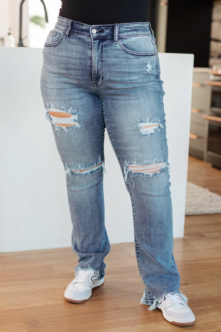 O'Hara Destroyed Straight Jeans-Denim-Inspired by Justeen-Women's Clothing Boutique in Chicago, Illinois