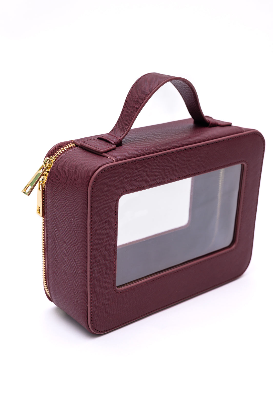 PU Leather Travel Cosmetic Case in Wine-220 Beauty/Gift-Inspired by Justeen-Women's Clothing Boutique in Chicago, Illinois