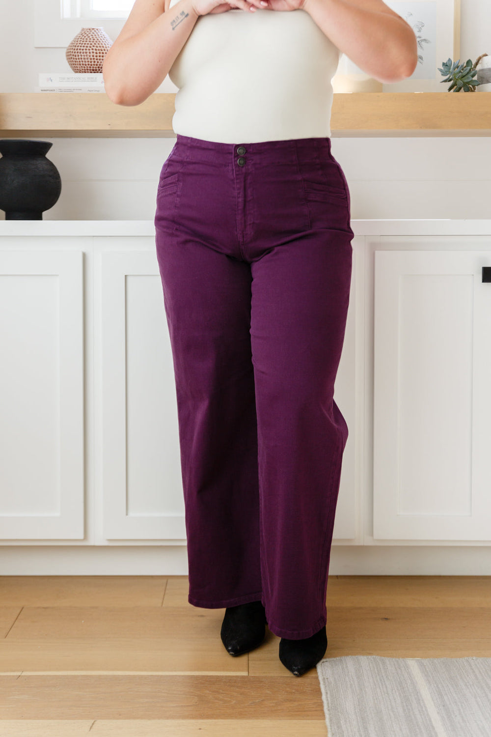 Petunia High Rise Wide Leg Jeans in Plum-Denim-Inspired by Justeen-Women's Clothing Boutique