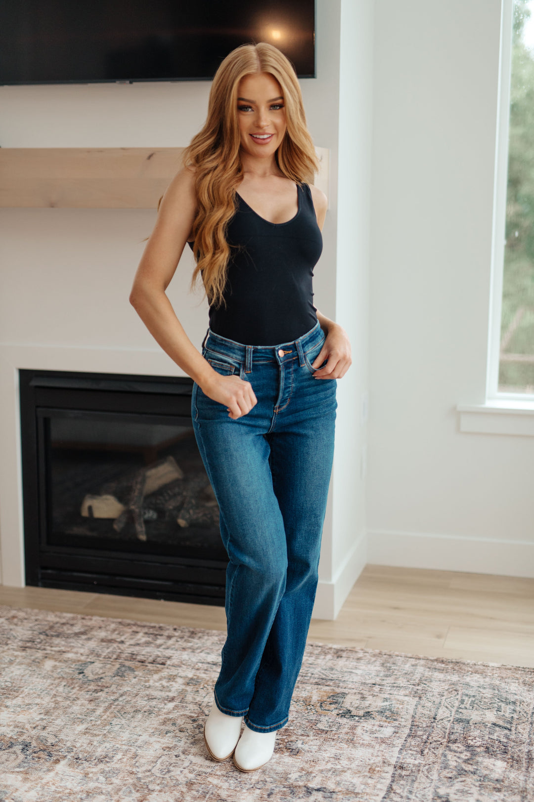 Pippa High Rise Button Fly Dad Jeans-Denim-Inspired by Justeen-Women's Clothing Boutique