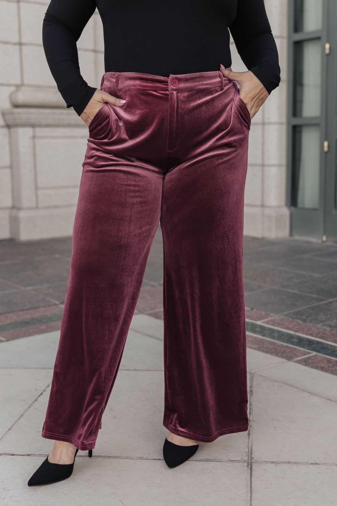 High Society Velvet Wide Leg Trousers-Pants-Inspired by Justeen-Women's Clothing Boutique