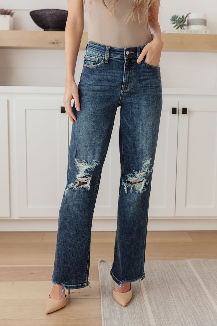 Rose High Rise 90's Straight Jeans in Dark Wash-Denim-Inspired by Justeen-Women's Clothing Boutique in Chicago, Illinois