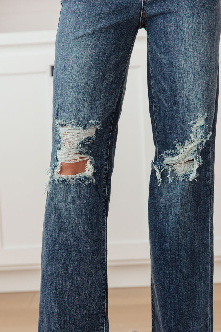 Rose High Rise 90's Straight Jeans in Dark Wash-Denim-Inspired by Justeen-Women's Clothing Boutique