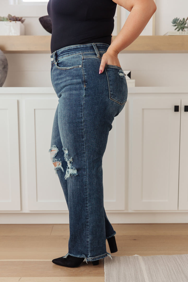 Rose High Rise 90's Straight Jeans in Dark Wash-Denim-Inspired by Justeen-Women's Clothing Boutique
