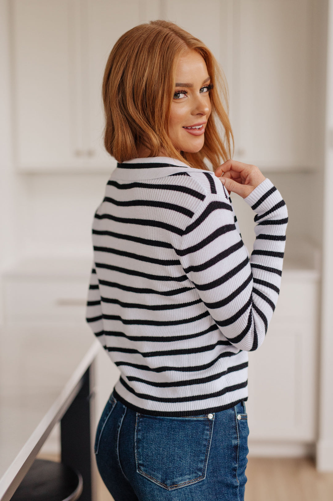 Self Improvement V-Neck Striped Sweater-Sweaters/Sweatshirts-Inspired by Justeen-Women's Clothing Boutique in Chicago, Illinois