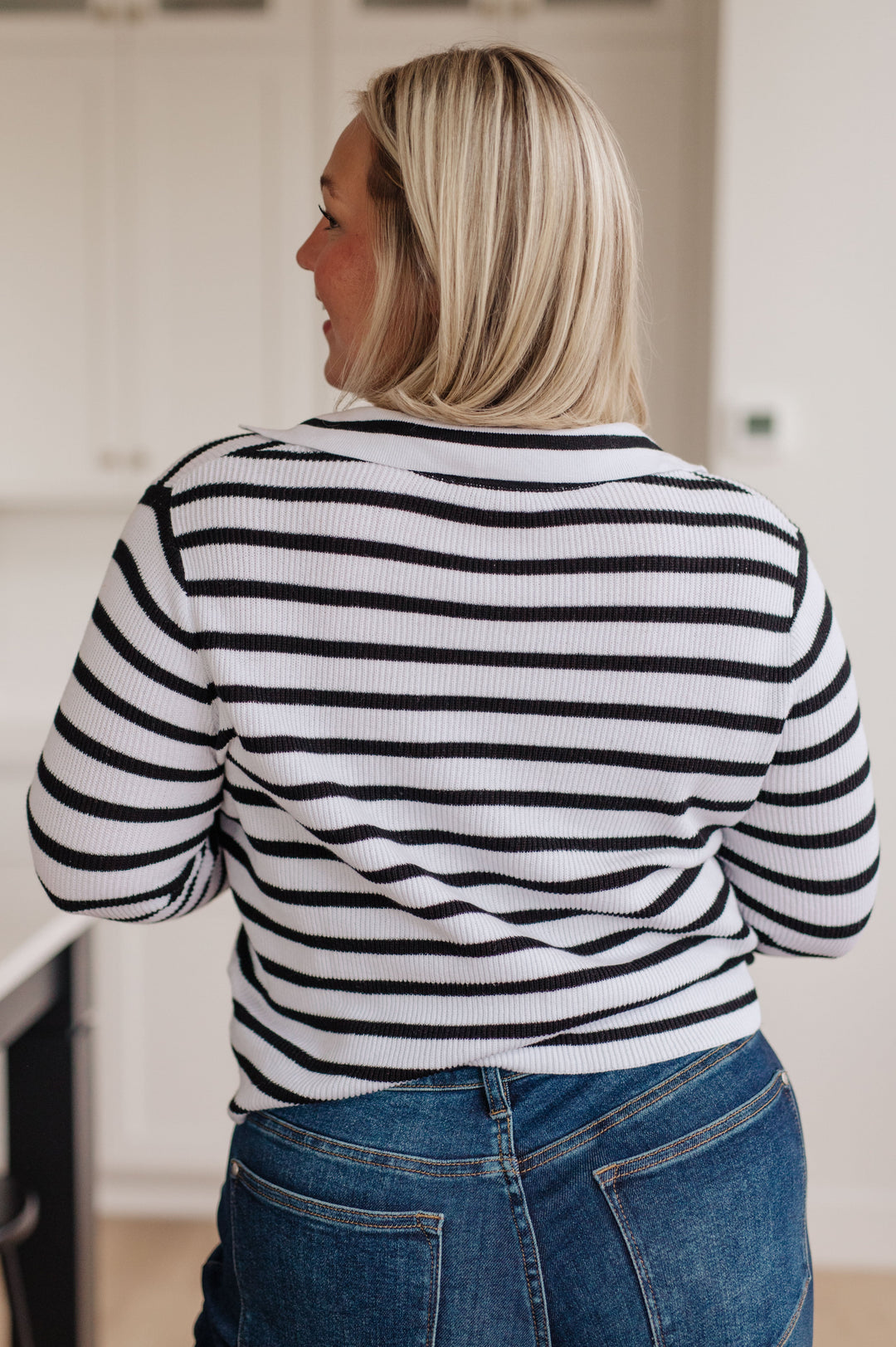 Self Improvement V-Neck Striped Sweater-Sweaters/Sweatshirts-Inspired by Justeen-Women's Clothing Boutique
