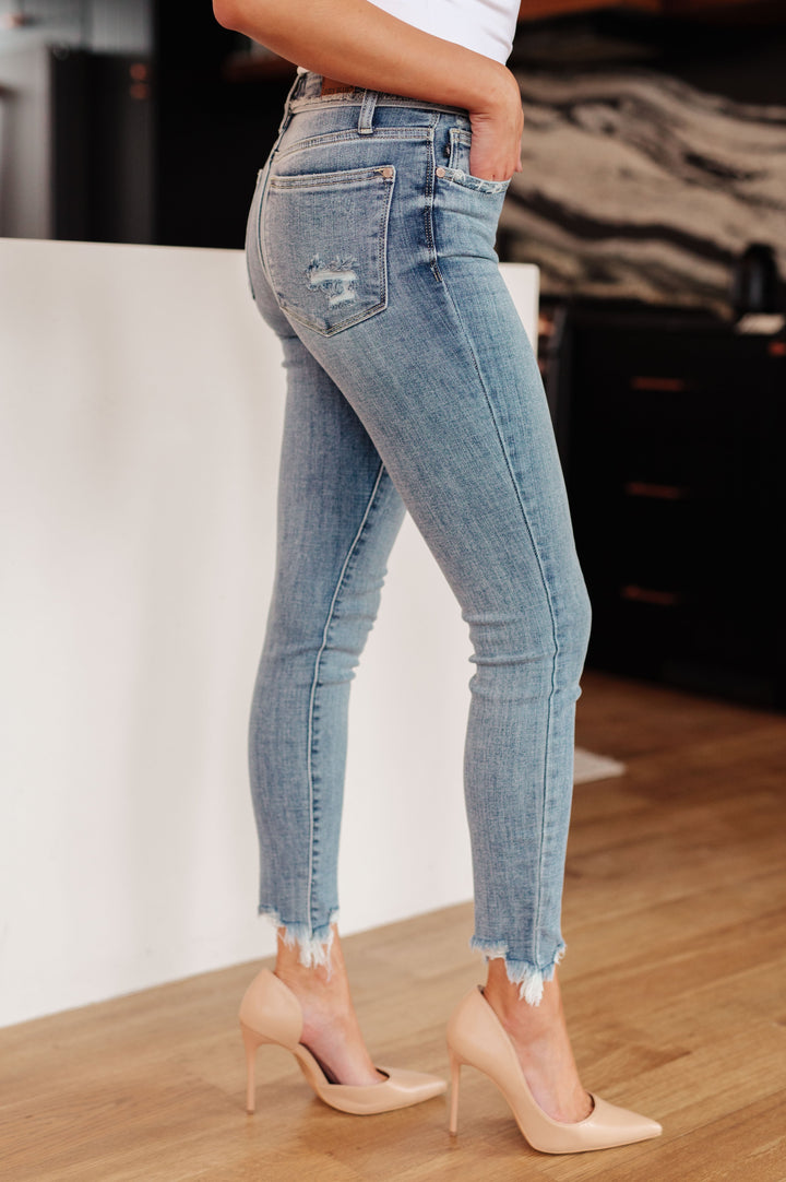 Sherry Mid Rise Release Waistband Detail Skinny-Denim-Inspired by Justeen-Women's Clothing Boutique