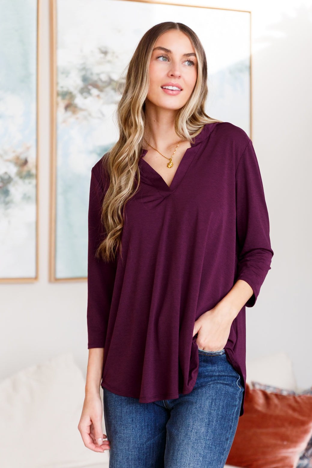 So Outstanding Top in Dark Magenta-Long Sleeve Tops-Inspired by Justeen-Women's Clothing Boutique