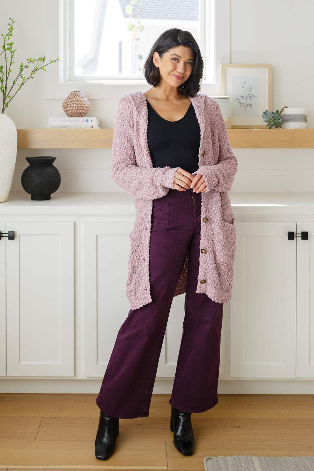 Soft Wisteria Hooded Cardigan-Cardigans + Kimonos-Inspired by Justeen-Women's Clothing Boutique in Chicago, Illinois