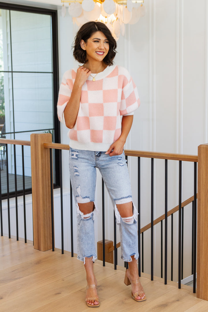 Start Me Up Checkered Sweater-Sweaters/Sweatshirts-Inspired by Justeen-Women's Clothing Boutique