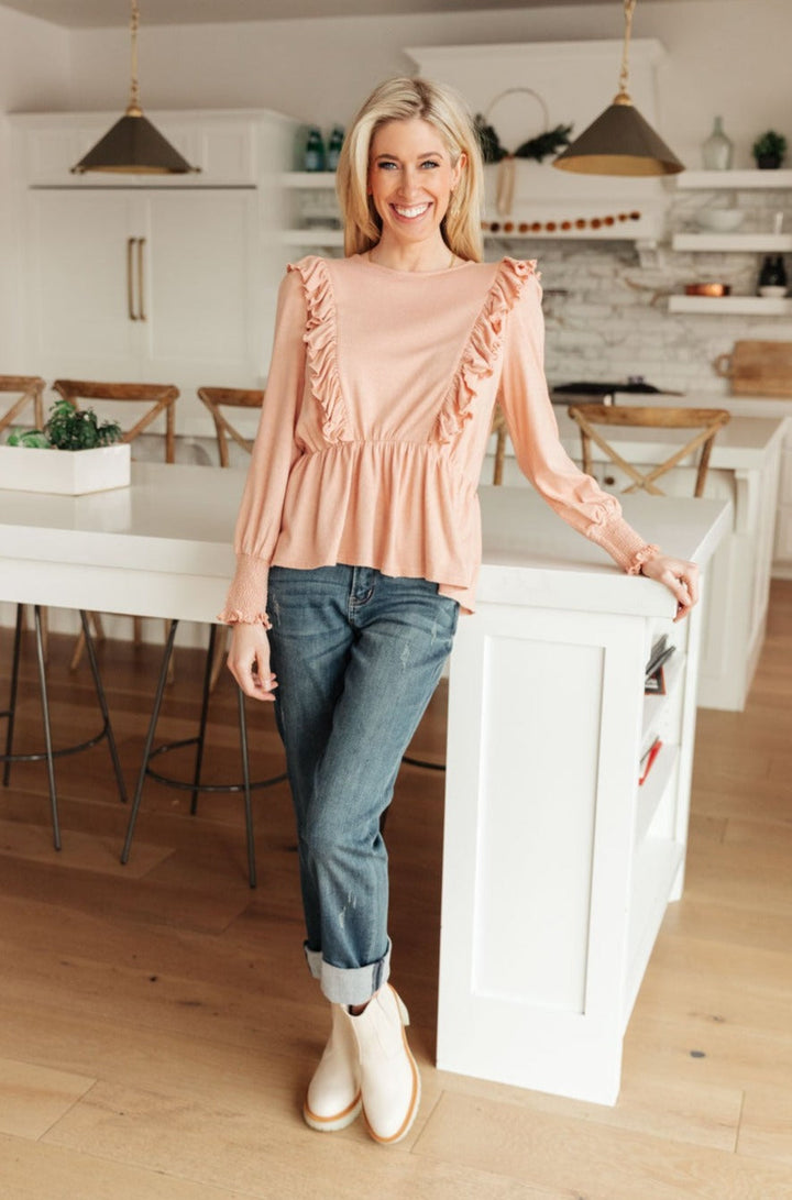 Sweet Confession Top In Blush-110 Long Sleeve Tops-Inspired by Justeen-Women's Clothing Boutique