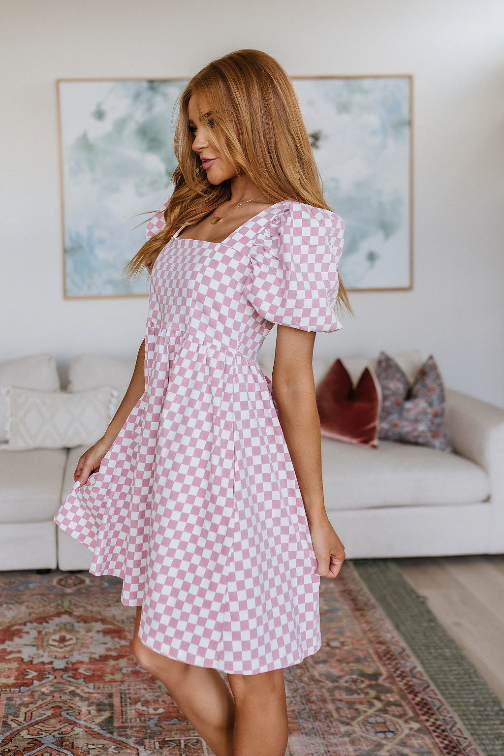 The Moment Checkered Babydoll Dress-Dresses-Inspired by Justeen-Women's Clothing Boutique in Chicago, Illinois