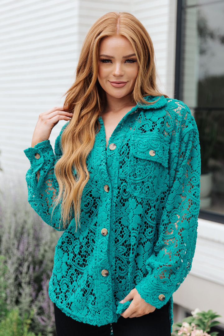 Topped with Lace Button Down-Long Sleeve Tops-Inspired by Justeen-Women's Clothing Boutique in Chicago, Illinois