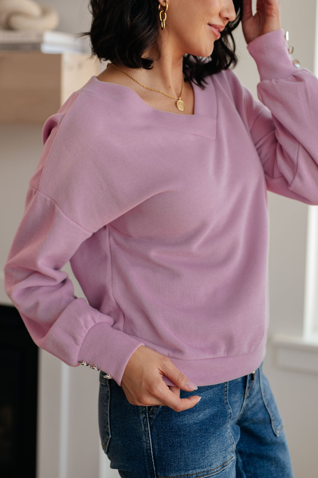 Totally Verified Long Sleeve V-Neck Top-Long Sleeve Tops-Inspired by Justeen-Women's Clothing Boutique