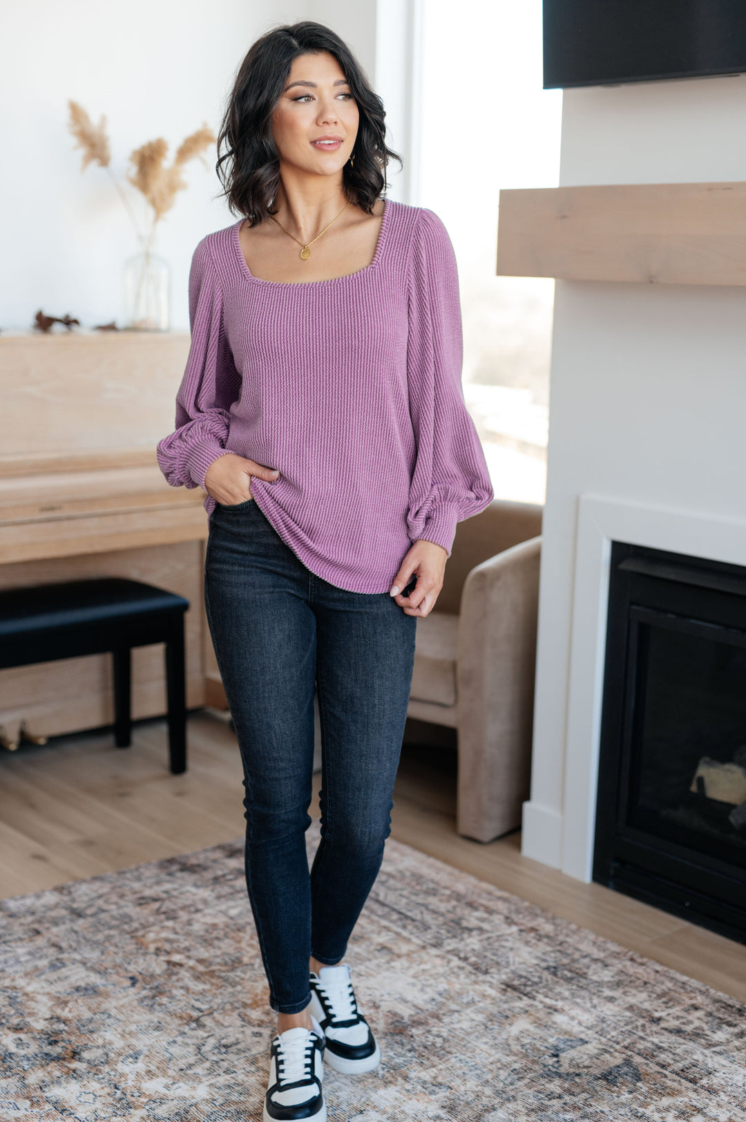 True to Your Word Balloon Sleeve Top-Long Sleeve Tops-Inspired by Justeen-Women's Clothing Boutique in Chicago, Illinois