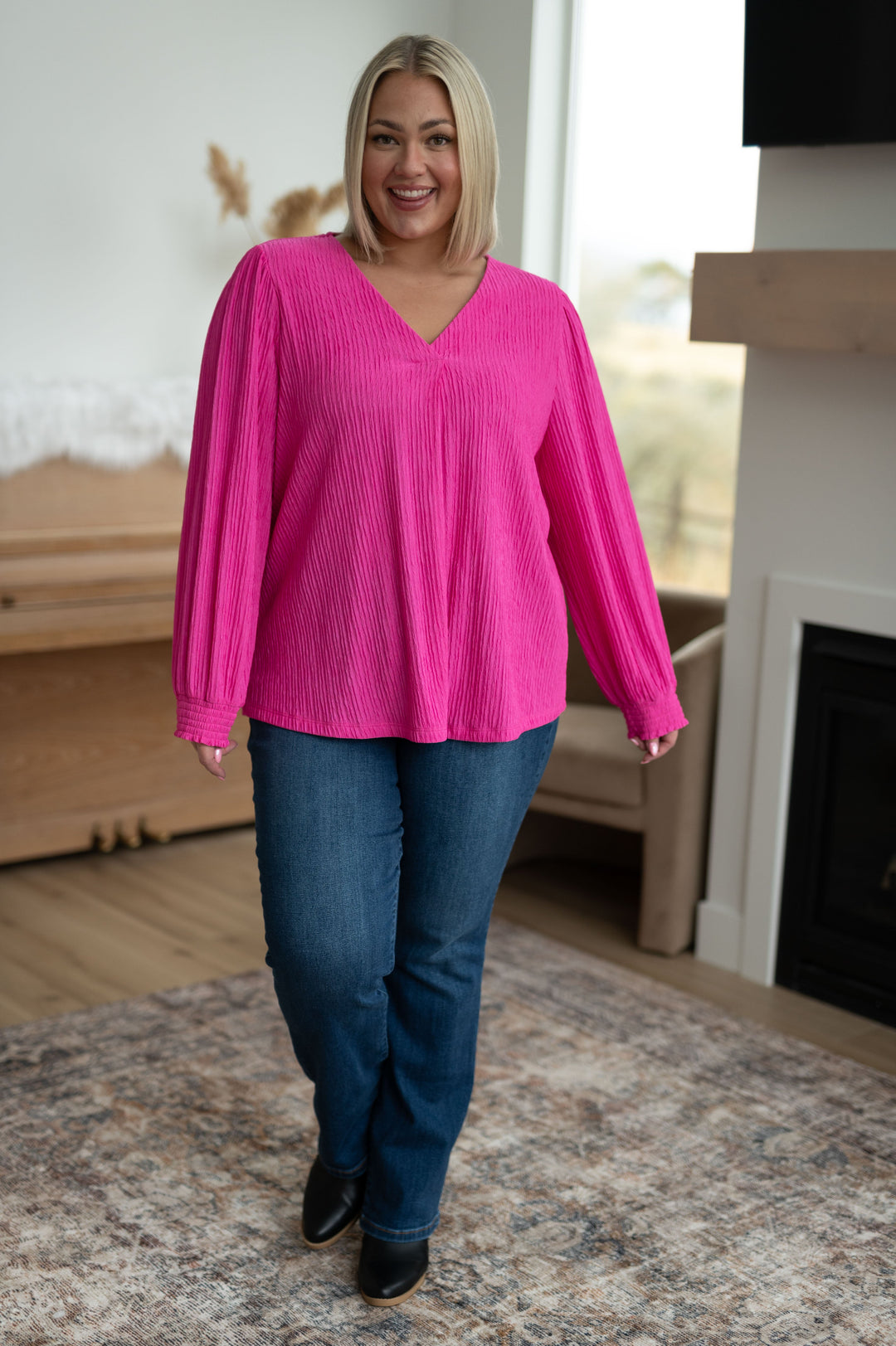 Very Refined V-Neck Blouse-Long Sleeve Tops-Inspired by Justeen-Women's Clothing Boutique