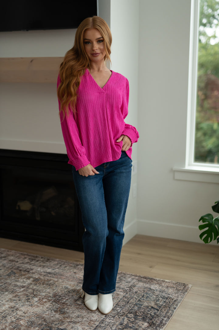 Very Refined V-Neck Blouse-Long Sleeve Tops-Inspired by Justeen-Women's Clothing Boutique