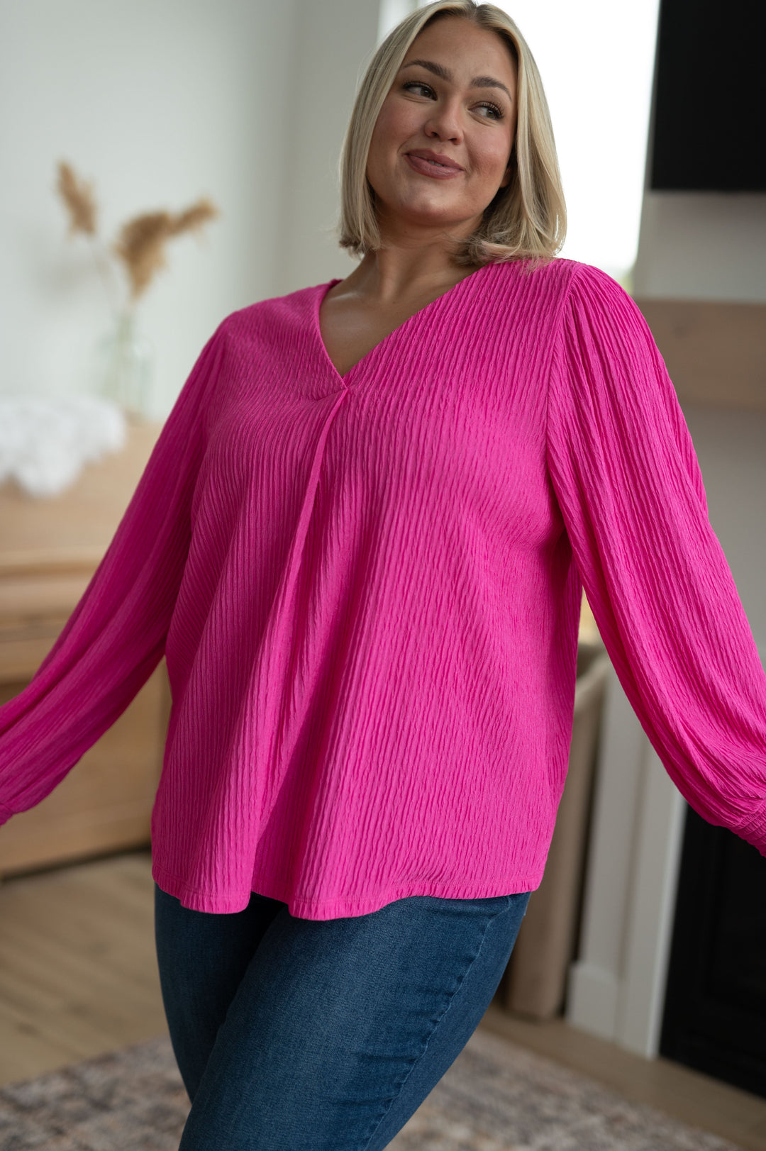 Very Refined V-Neck Blouse-Long Sleeve Tops-Inspired by Justeen-Women's Clothing Boutique