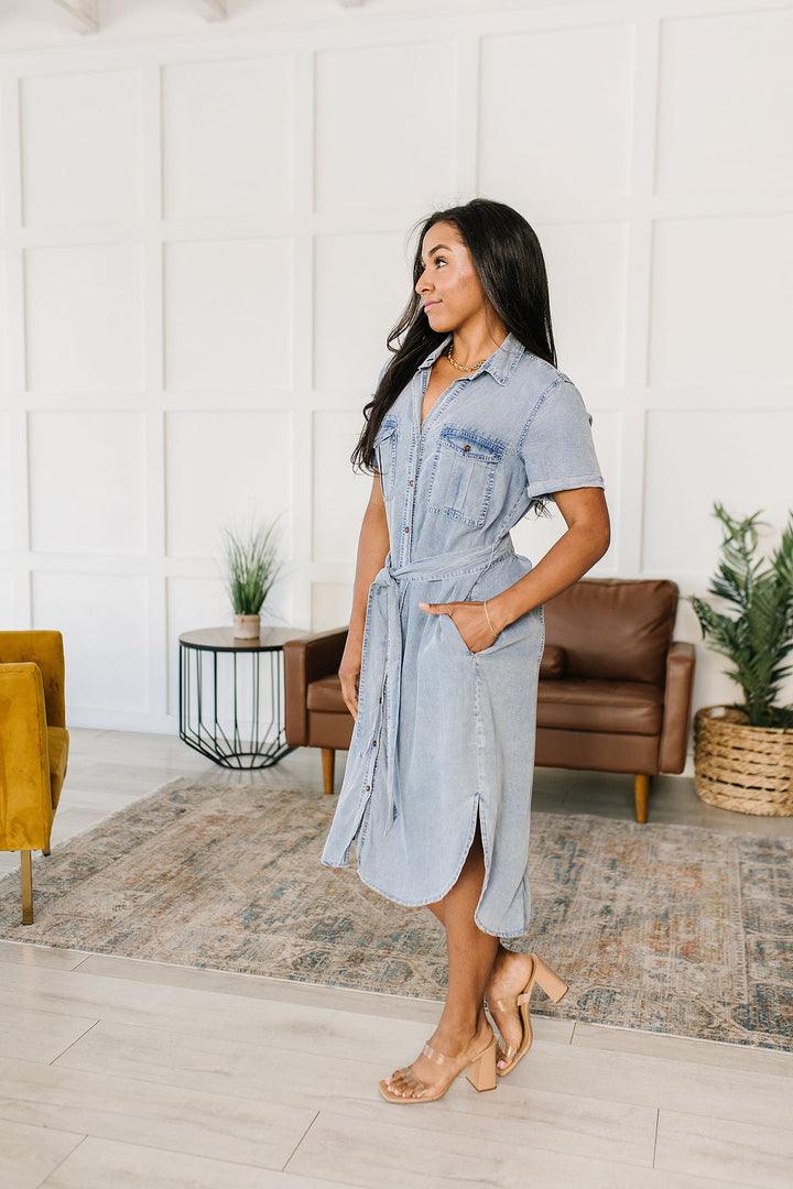 Wait For It Denim Shirtdress-Dresses-Inspired by Justeen-Women's Clothing Boutique in Chicago, Illinois