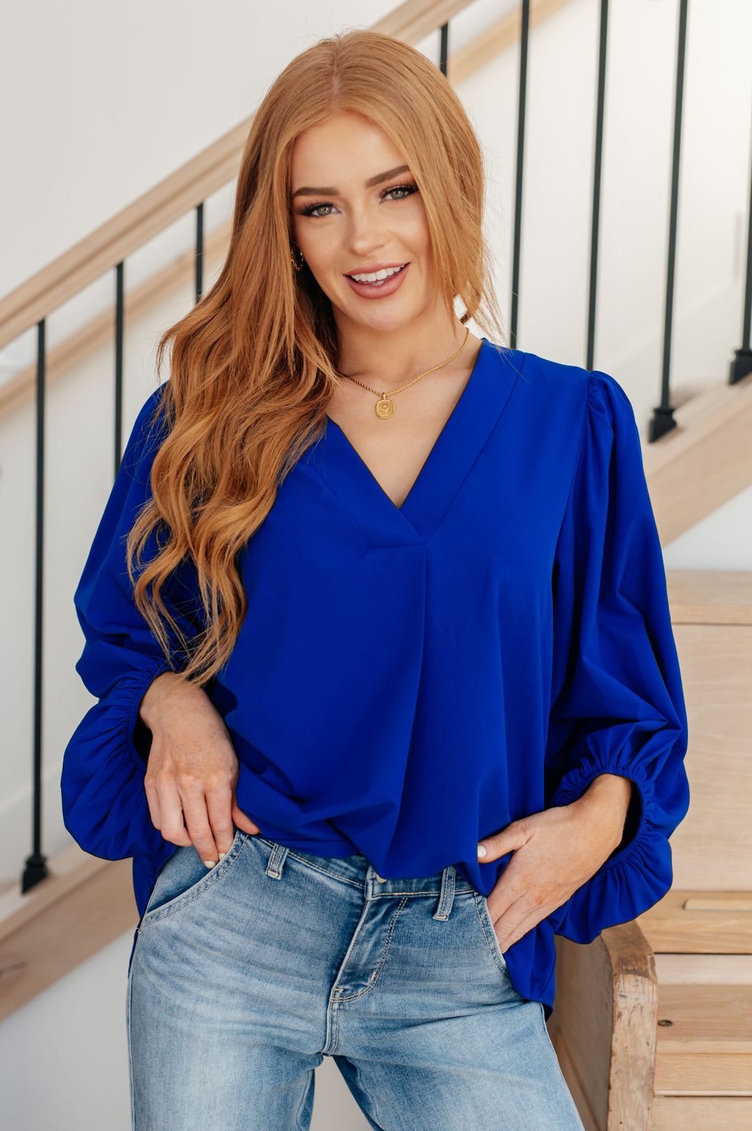 What Do You Say Balloon Sleeve Blouse-Long Sleeve Tops-Inspired by Justeen-Women's Clothing Boutique