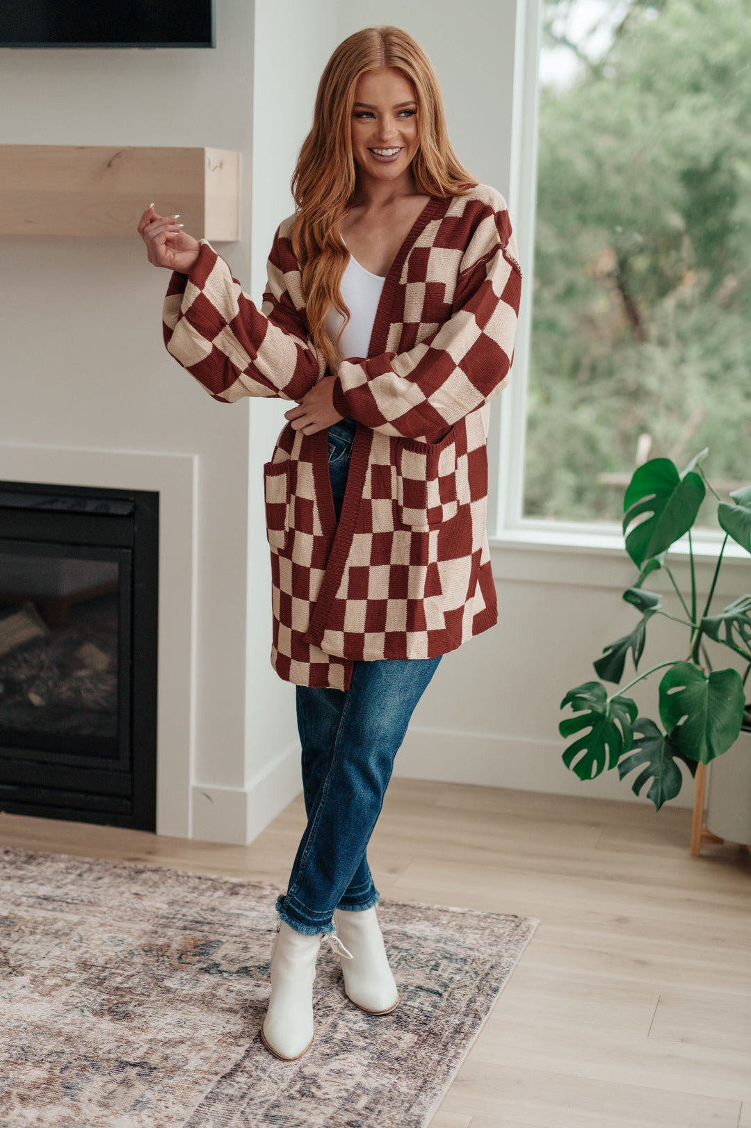 When I See You Again Checkered Cardigan-Cardigans + Kimonos-Inspired by Justeen-Women's Clothing Boutique in Chicago, Illinois