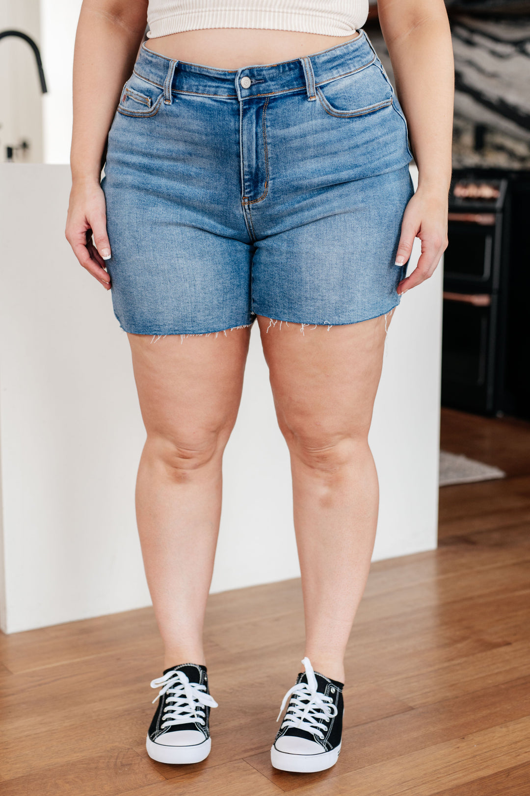Willa High Rise Cutoff Shorts-Denim-Inspired by Justeen-Women's Clothing Boutique in Chicago, Illinois